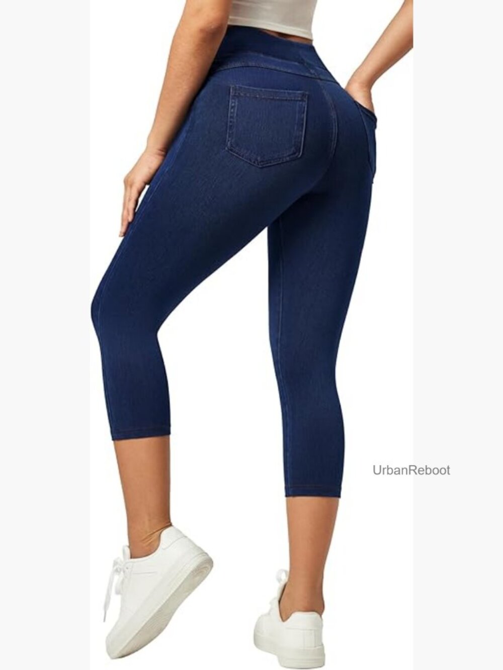 Stretchy High Waisted Capri Jeggings with Pockets